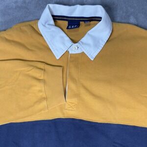 Vintage Gap Shirt Men's Size XL Striped Rugby Polo Thick Mustard Yellow